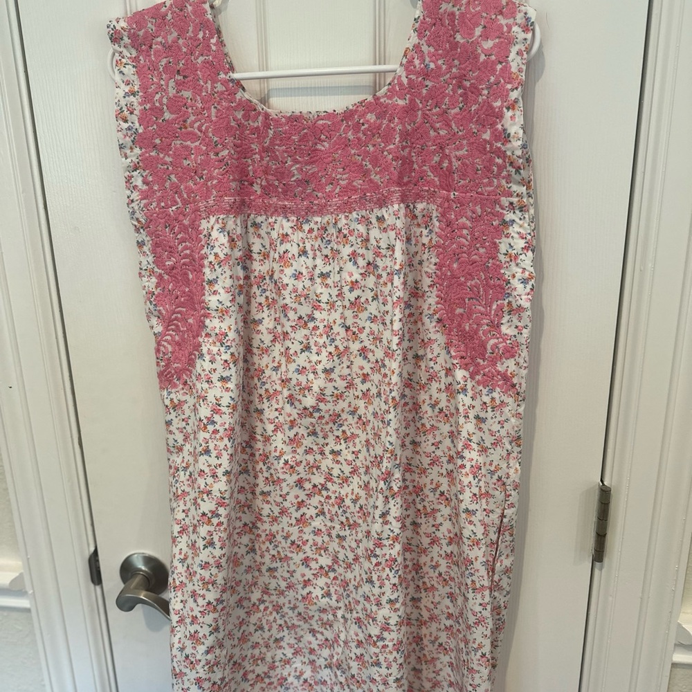 J Marie Embroidered Pink and White Women's Dress